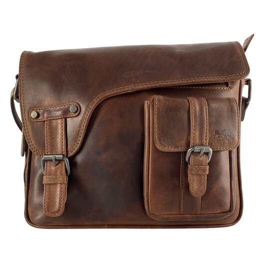 Brown leather sales messenger bag