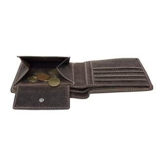 Billfold heren portemonnee van donkerbruin leer - Arrigo.nl