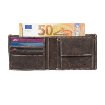 Billfold heren portemonnee van donkerbruin leer - Arrigo.nl