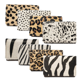 Leren dames portemonnee lichtbruin met witte cheetah print - Arrigo.nl