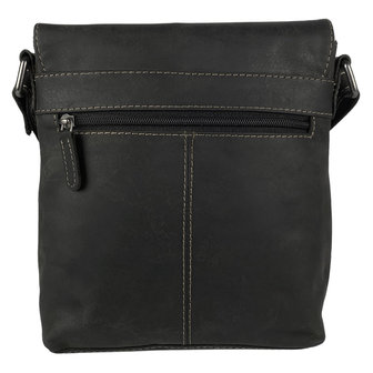 Crossbody schoudertasje zwart buffelleer - Arrigo.nl