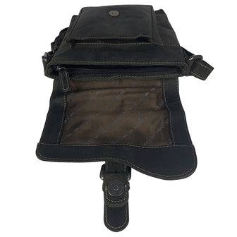 Crossbody schoudertasje zwart buffelleer - Arrigo.nl