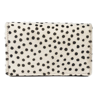 Leren dames portemonnee lichtbruin met witte cheetah print - Arrigo.nl