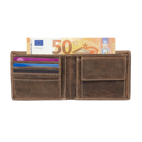 Billfold heren portemonnee van lichtbruin leer - Arrigo.nl