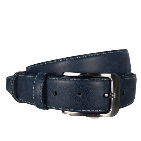 Vintage riem donkerblauw leer 3.5 cm  - Arrigo.nl