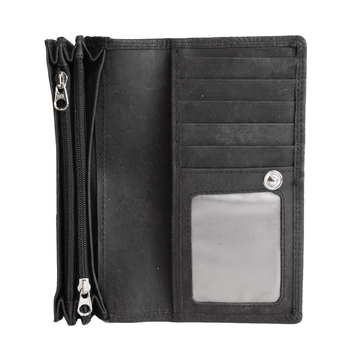Leren portemonnee zwart met | Arrigo.nl