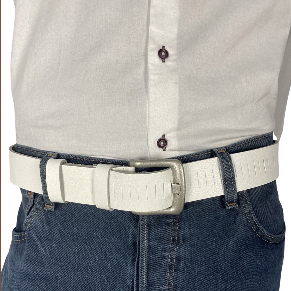 Buy Belt White ? • Perforated Leather • Arrigo Leather Goods