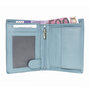 Compacte lichtblauw leren billfold euro portemonnee