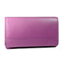 Roze leren harmonica portemonnee, groot model