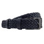 Riem Heren - 3.5 cm breed - Donkerblauw Gevlochten Leer