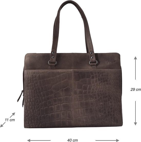 Croco werktas donkerbruin - Arrigo Leather Goods