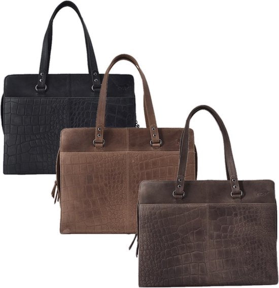 Croco werktas donkerbruin - Arrigo Leather Goods