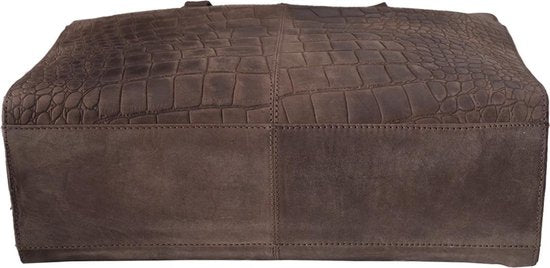 Croco werktas donkerbruin - Arrigo Leather Goods