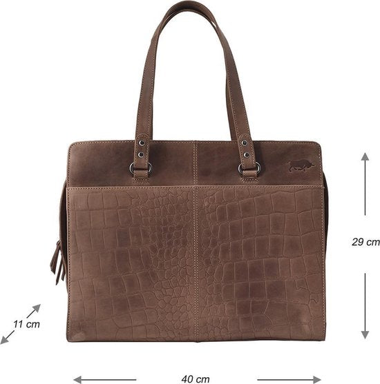 Croco werktas lichtbruin - Arrigo Leather Goods