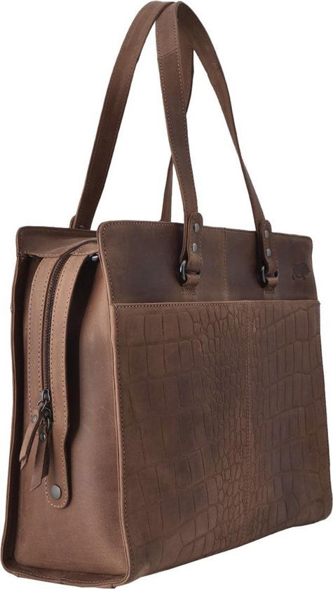 Croco werktas lichtbruin - Arrigo Leather Goods