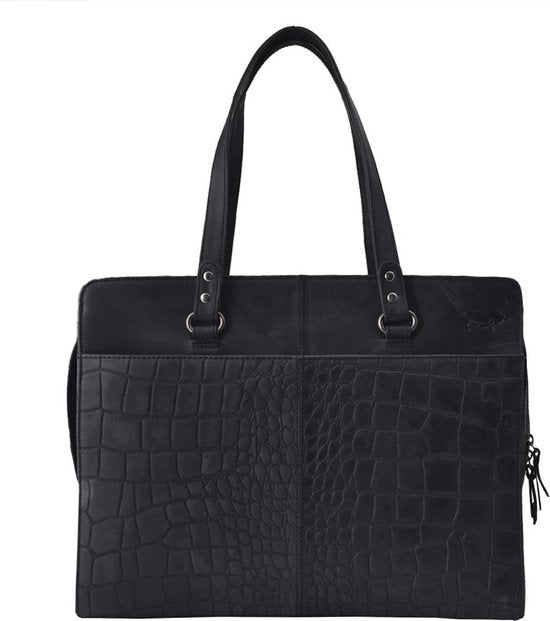 Croco werktas matzwart - Arrigo Leather Goods