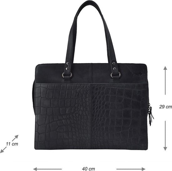 Croco werktas matzwart - Arrigo Leather Goods