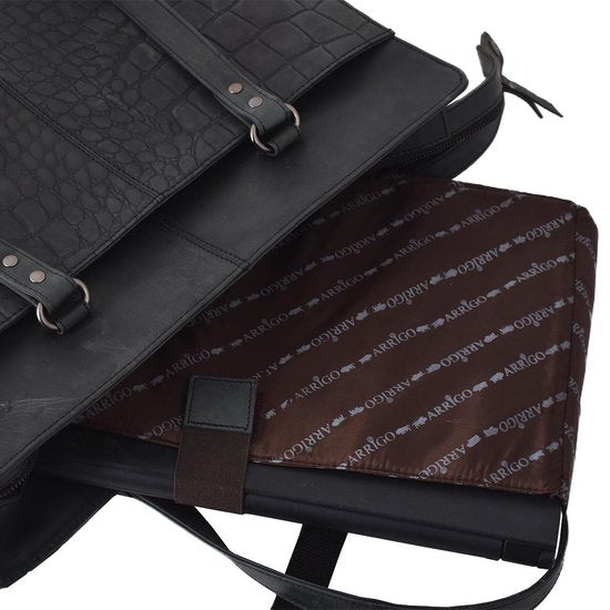 Croco werktas matzwart - Arrigo Leather Goods