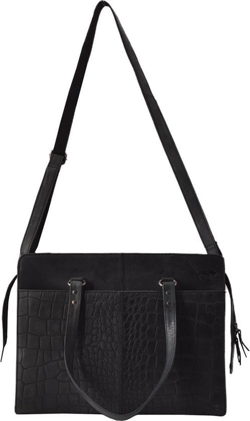 Croco werktas matzwart - Arrigo Leather Goods