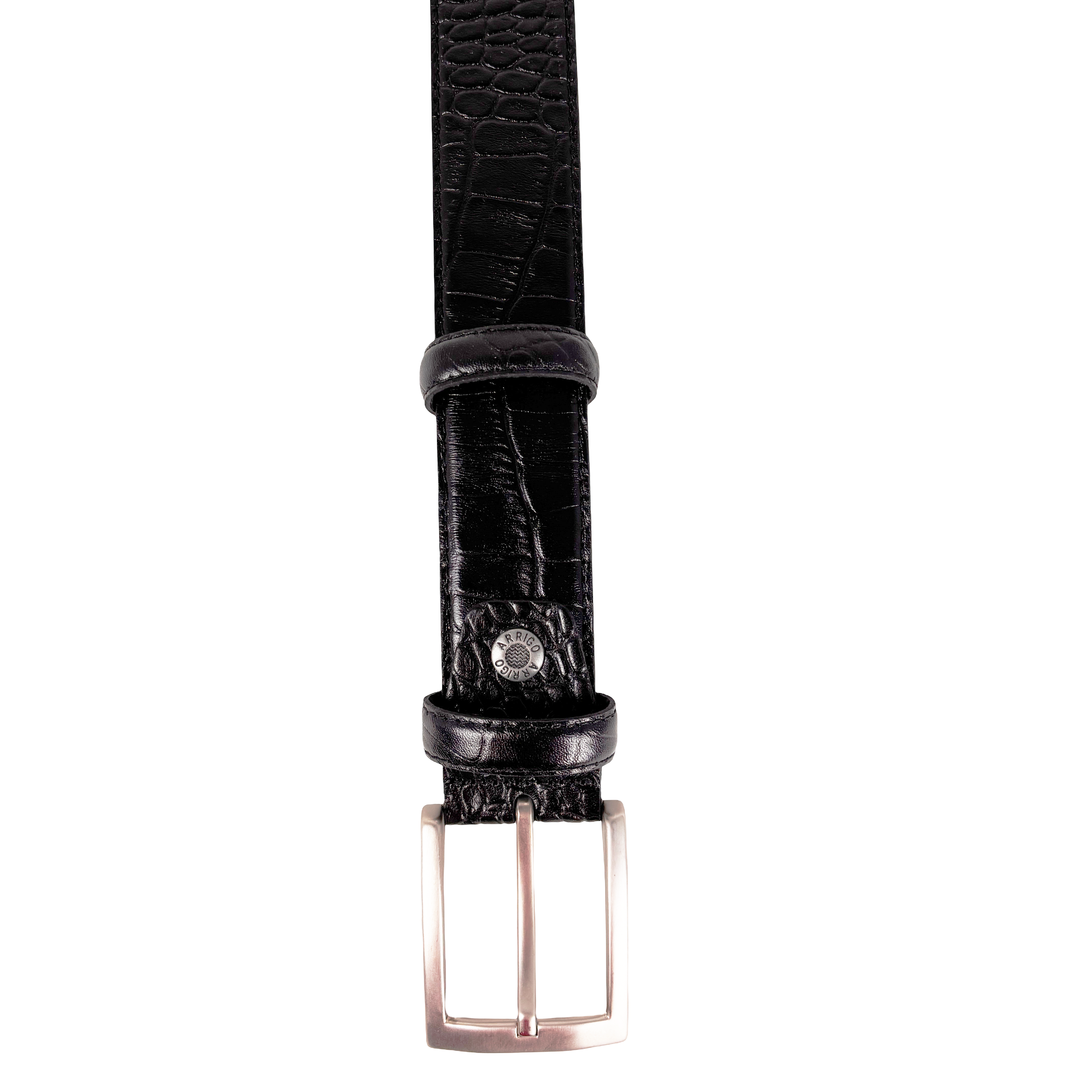 Zwarte Leren Riem met Krokoprint – 3,5 cm Breed