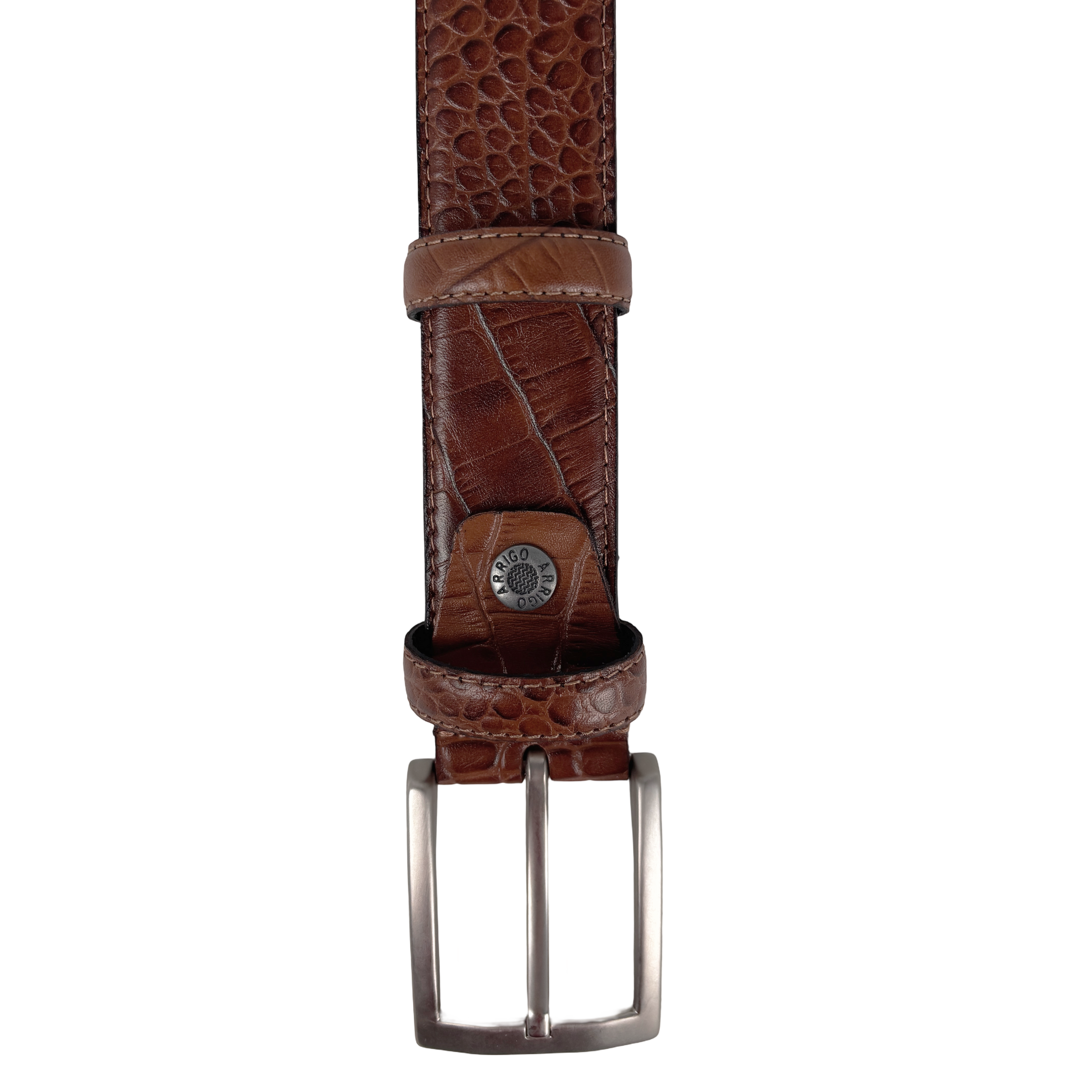 Cognac Leren Riem met Krokoprint – 3,5 cm Breed