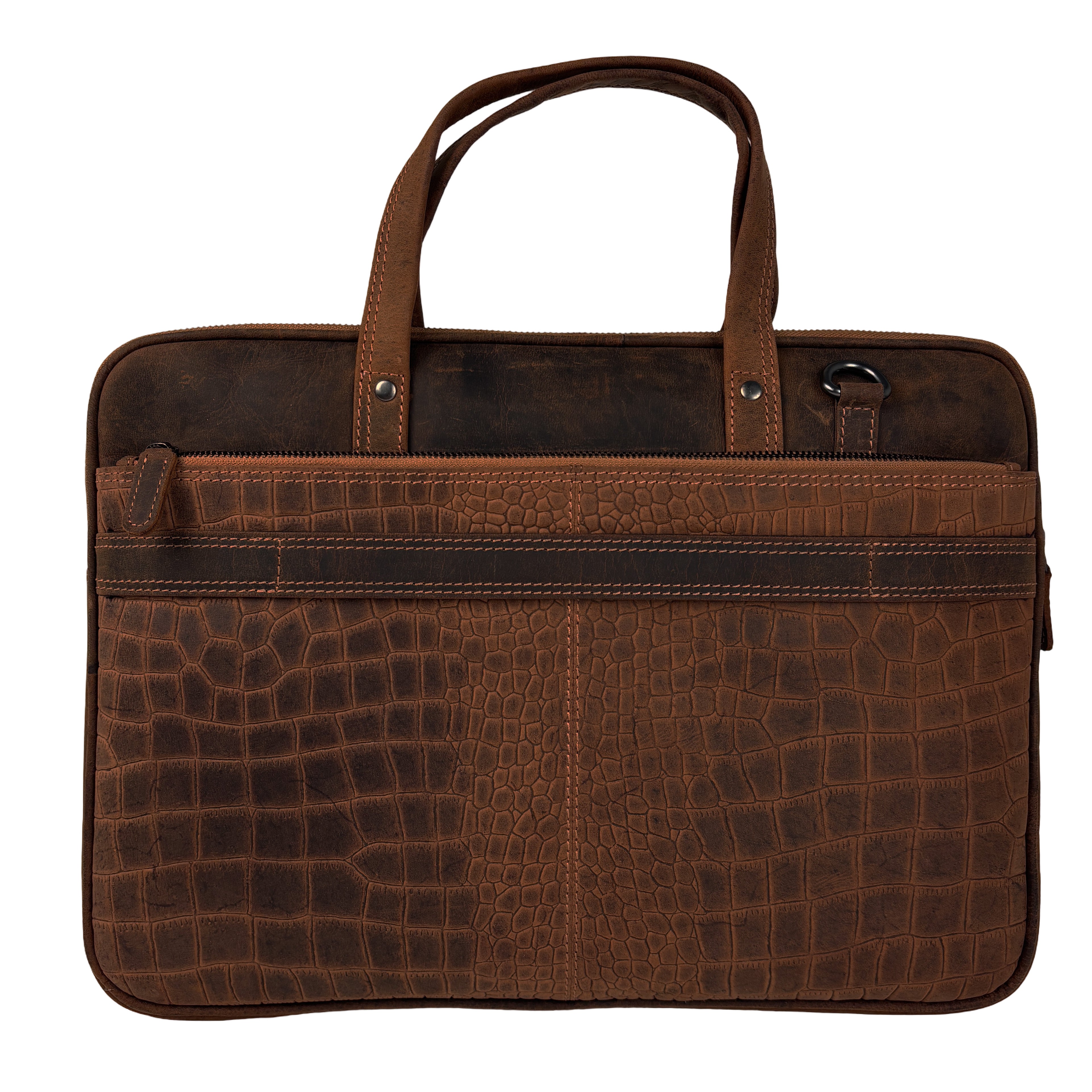 Cognac Laptoptas van Krokoleer voor Laptop tot 15,6 Inch