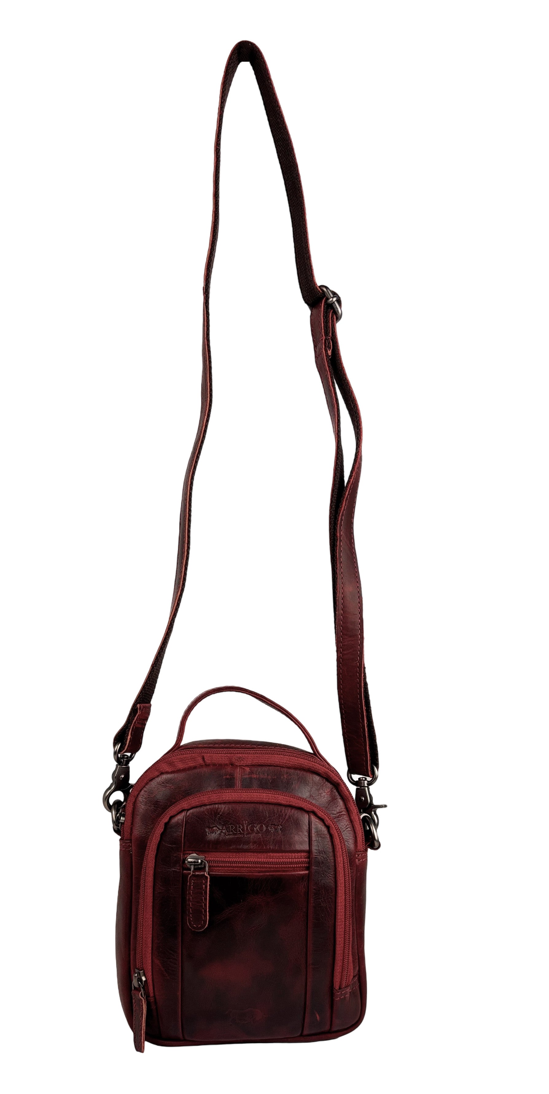 Black buffalo leather shoulder bag for women and men - versatile belt bag, perfect for both casual and stylish looks.