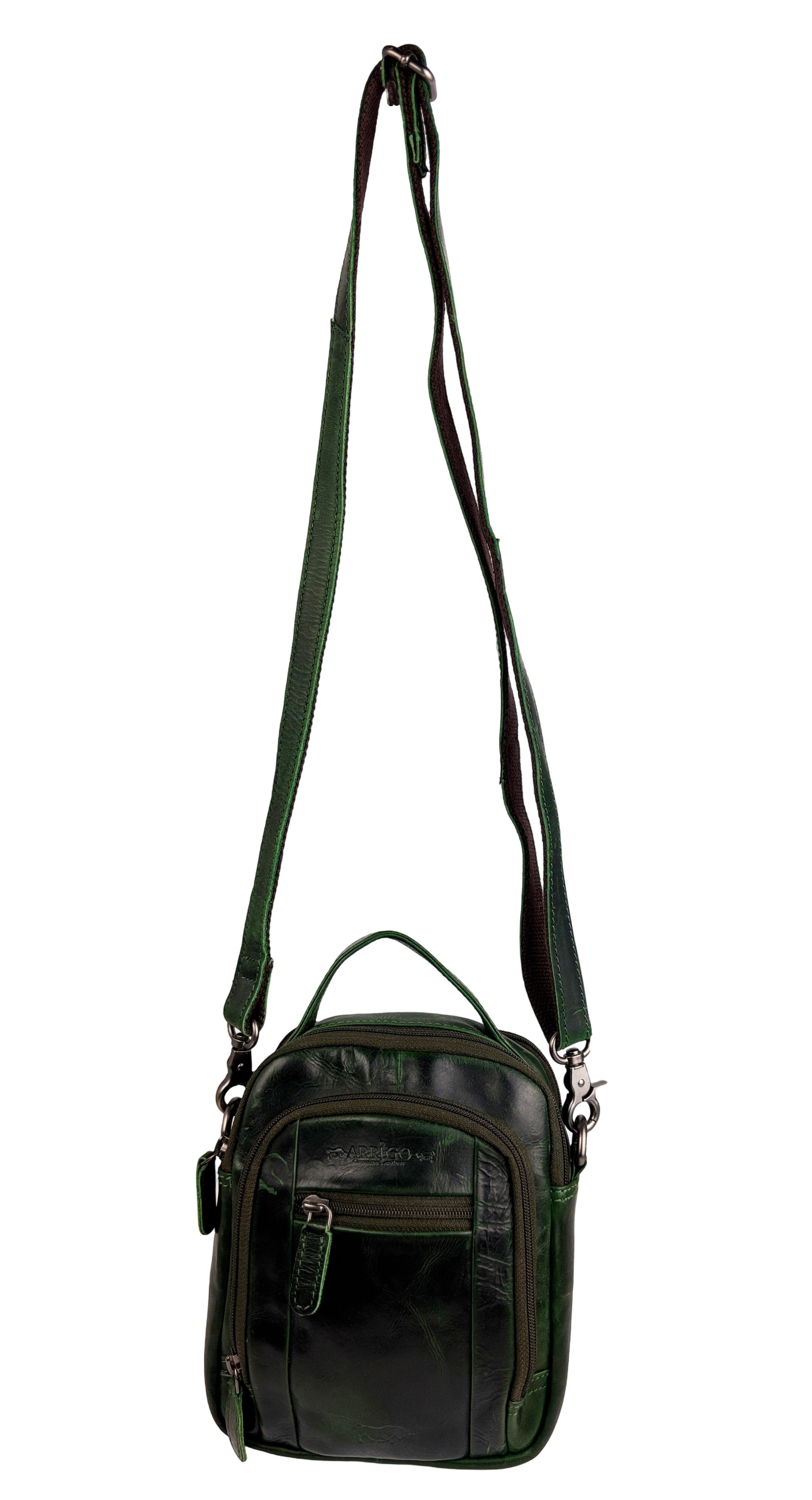 Black buffalo leather shoulder bag for women and men - versatile belt bag, perfect for both casual and stylish looks.