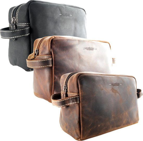 Toilettas cognac - Arrigo Leather Goods