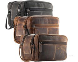 Toilettas zwart - Arrigo Leather Goods