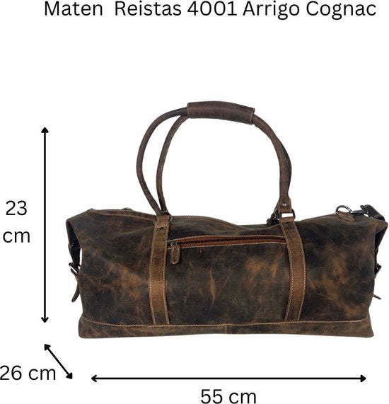 Weekendtas buffelleer cognac - Arrigo Leather Goods