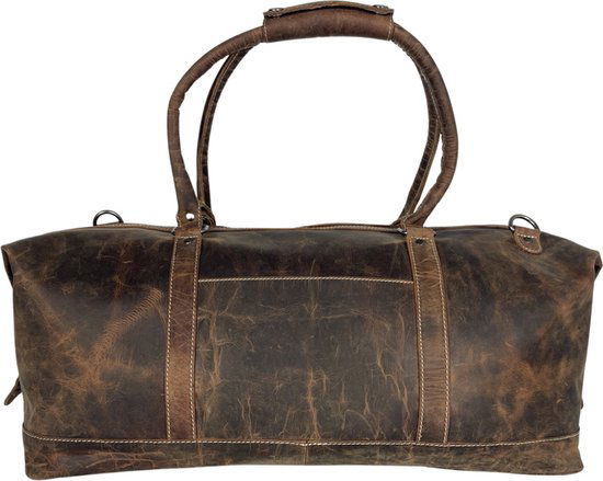 Weekendtas buffelleer cognac - Arrigo Leather Goods