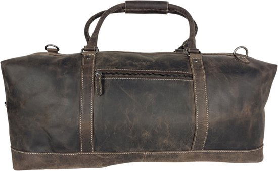 Weekendtas buffelleer donkerbruin - Arrigo Leather Goods