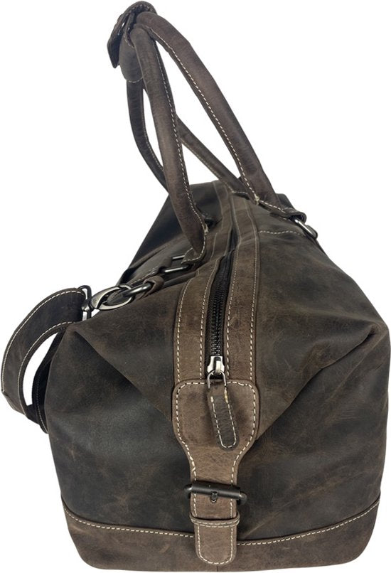 Weekendtas buffelleer donkerbruin - Arrigo Leather Goods