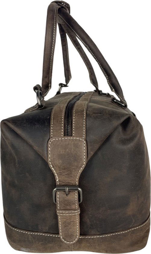 Weekendtas buffelleer donkerbruin - Arrigo Leather Goods