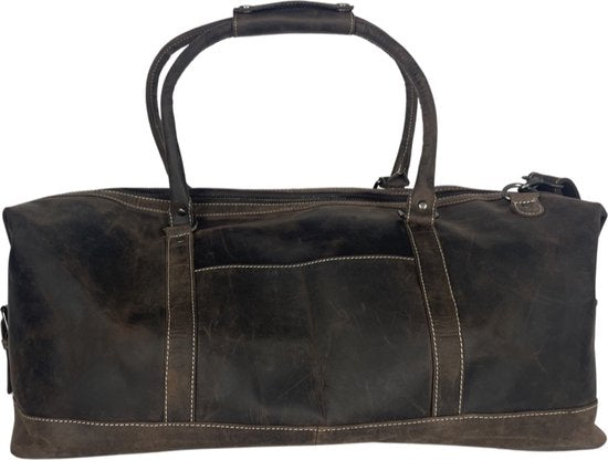 Weekendtas buffelleer donkerbruin - Arrigo Leather Goods