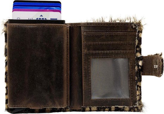 miniwallet pasjeshouderdierenprint donkerbruin - Arrigo Leather Goods