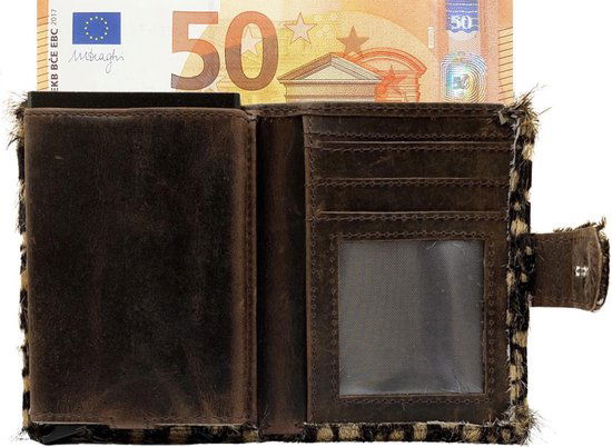 miniwallet pasjeshouderdierenprint donkerbruin - Arrigo Leather Goods